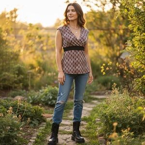 Baranda Y2K babydoll Top Sz XL tie waits grunge